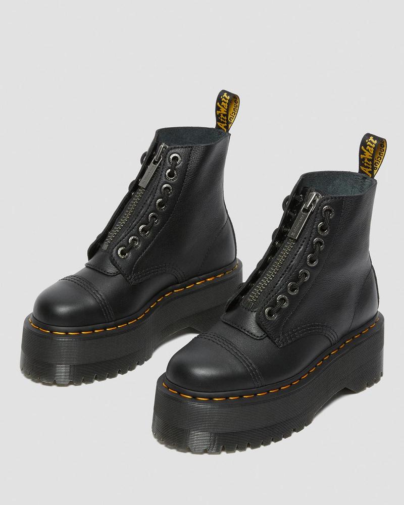 Dr Martens Sinclair Max Pisa Leren Platform Laarzen Dames Zwart | NL 526UZG